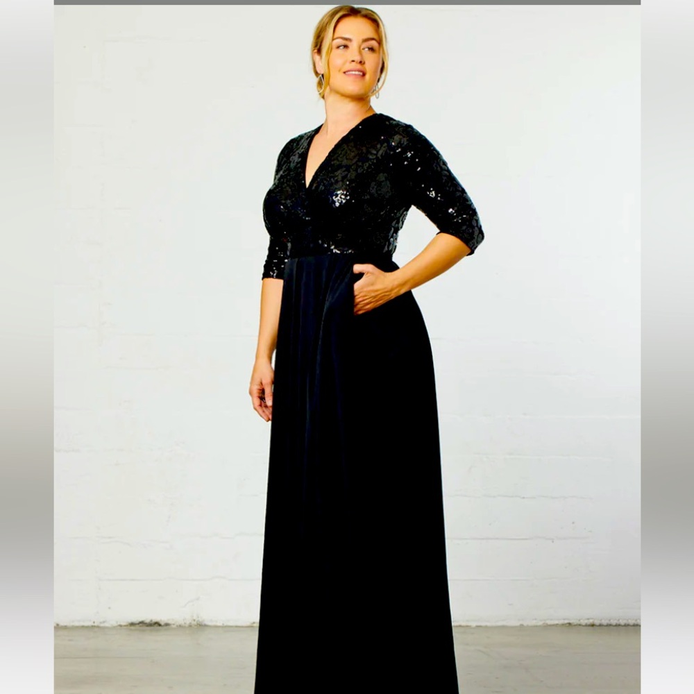 Paris Pleated Sequin Gown by Kiyonna
